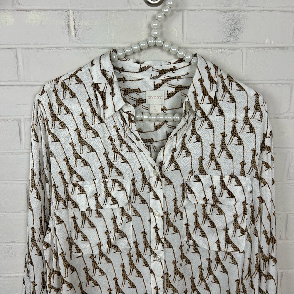 Chico’s Leopard Animal Patterned Button Down Shir… - image 4